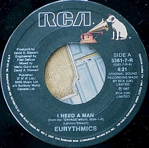 Eurythmics – I Need A Man - 7" Single, 1983