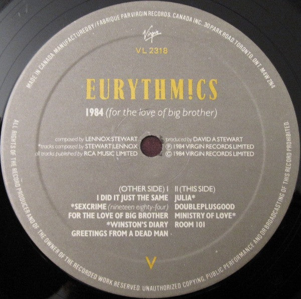 Eurythmics – 1984 (For The Love Of Big Brother) - 1984 Original