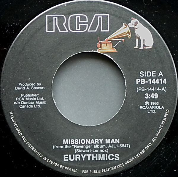 Eurythmics – Missionary Man - 7" Single, 1986