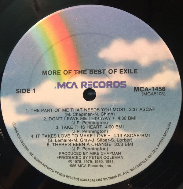 Exile ‎– More Of The Best Of - 1985, Bargain! VinylPursuit.com