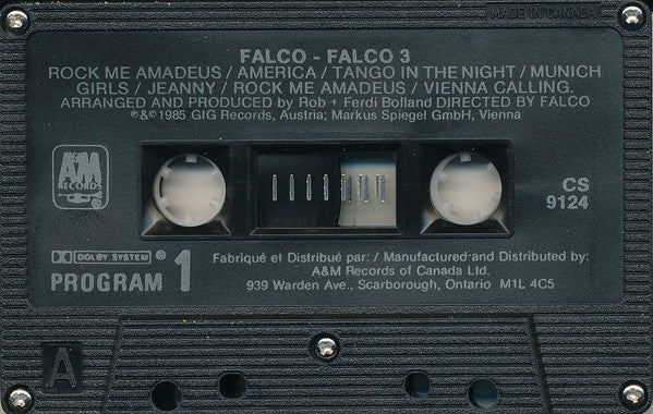 Falco – Falco 3 – 1985 Cassette, Rare! VinylPursuit.com