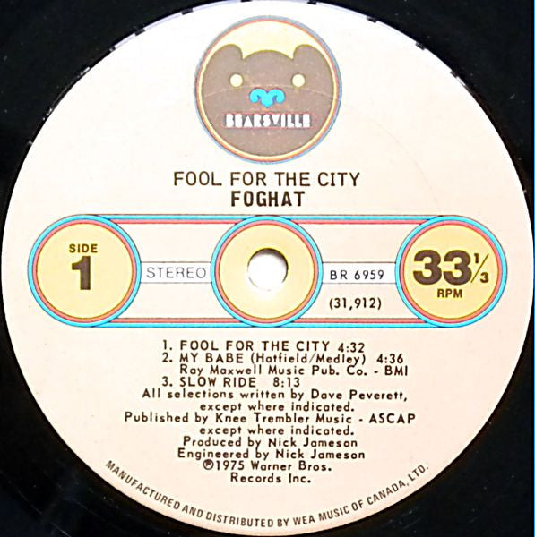 Foghat – Fool For The City - 1975 Original - Bargain Bin! VinylPursuit.com