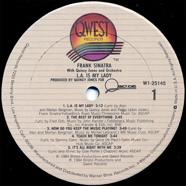 Frank Sinatra With Quincy Jones And Orchestra – LA Is My Lady - 1984 Original VinylPursuit.com