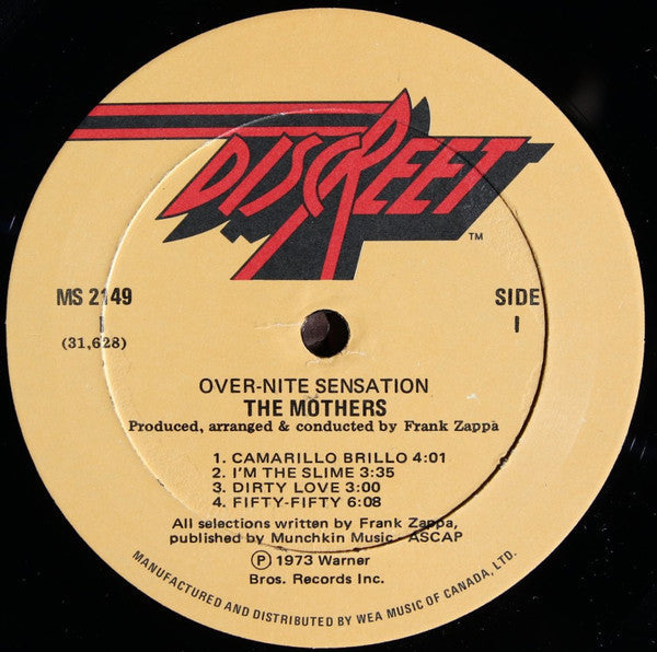 The Mothers ‎– Over-Nite Sensation - Early Pressing VinylPursuit.com