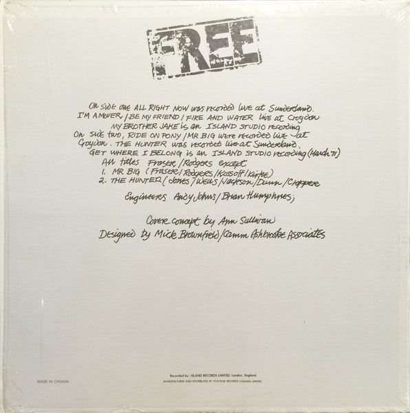 Free – Free Live - 1971 Original VinylPursuit.com