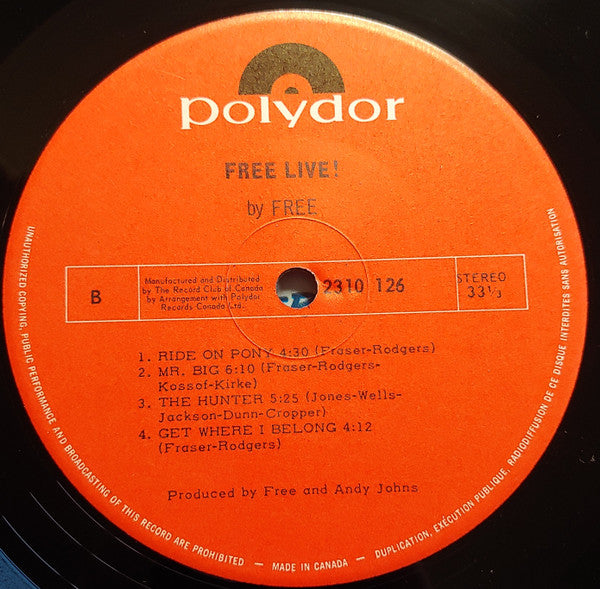 Free – Free Live - 1971 Original VinylPursuit.com