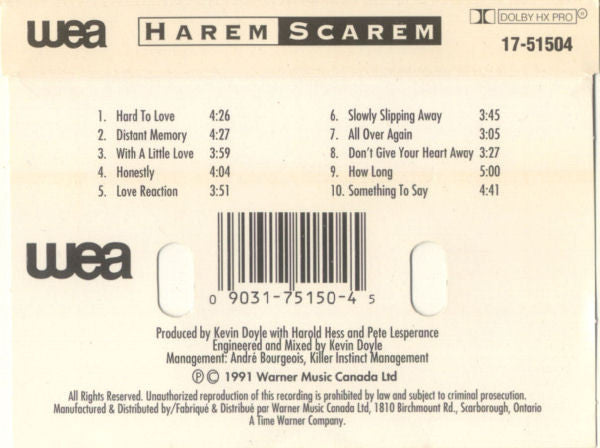 Harem Scarem – Harem Scarem - 1991 Cassette