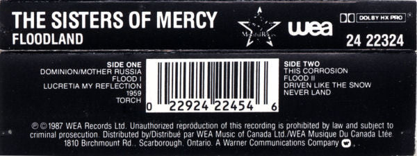 The Sisters Of Mercy – Floodland - 1987 Cassette