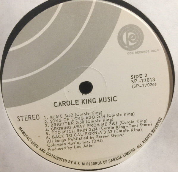 Carole King – Carole King Music - 1971 Original