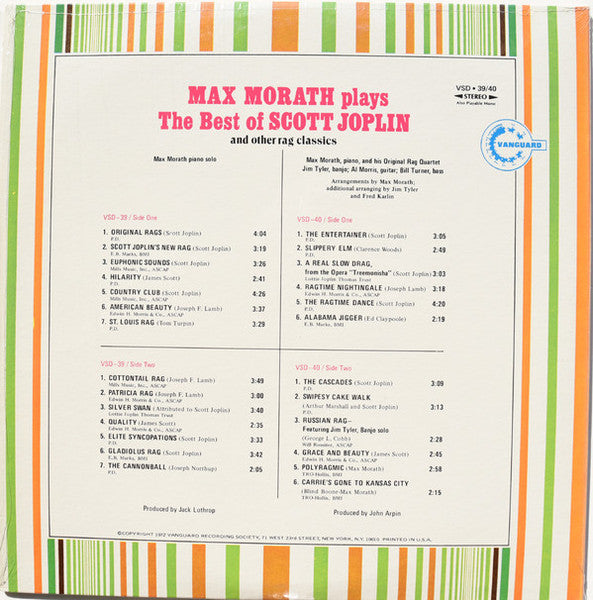 Max Morath – Max Morath Plays The Best Of Scott Joplin And Other Rag Classics