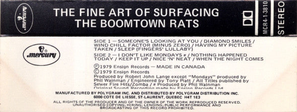 The Boomtown Rats – The Fine Art Of Surfacing - 1979 Cassette