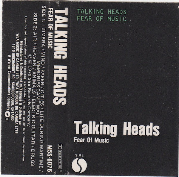 Talking Heads – Fear Of Music - 1979 Cassette