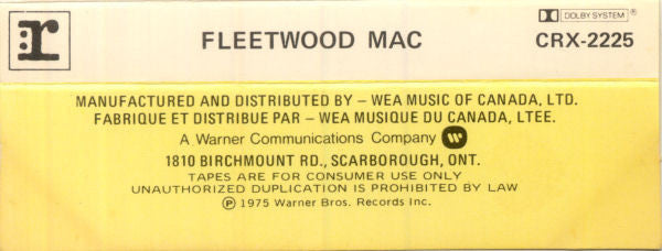 Fleetwood Mac – Fleetwood Mac - 1975 Cassette