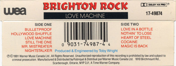 Brighton Rock – Love Machine - 1991 Cassette