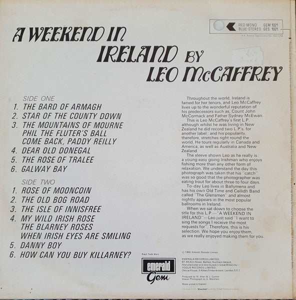 Leo McCaffrey – A Weekend In Ireland - Original 1969 UK Pressing