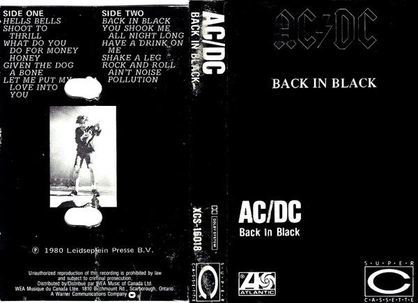 AC/DC – Back In Black - 1980 Cassette
