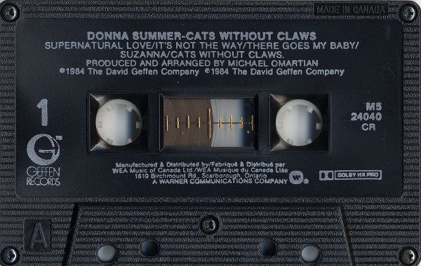 Donna Summer – Cats Without Claws - 1984 Cassette