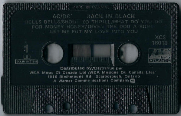 AC/DC – Back In Black - 1980 Cassette