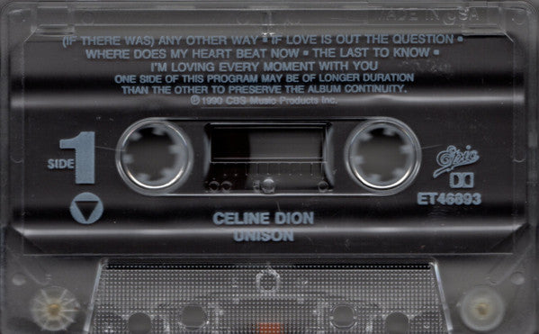 Celine Dion* – Unison - 1990 Cassette