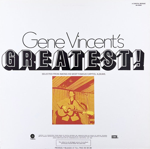 Gene Vincent – Gene Vincent's Greatest! MONO Pressing in Shrinkwrap!