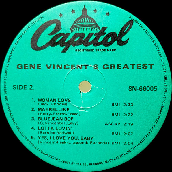 Gene Vincent – Gene Vincent's Greatest! MONO Pressing in Shrinkwrap!