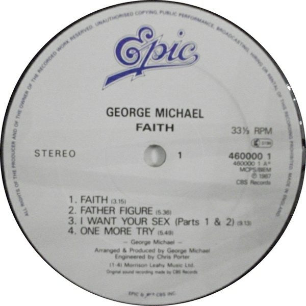 George Michael ‎–  Faith - 1st UK Pressing!