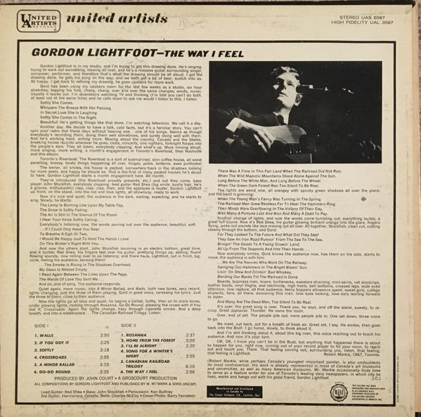 Gordon Lightfoot – The Way I Feel - 1967 MONO Original in Shrinkwrap!
