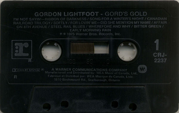 Gordon Lightfoot – Gord's Gold - 1975 Cassette