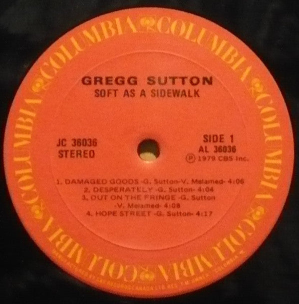 Gregg Sutton ‎– Soft As A Sidewalk - 1979 Orginal, Sealed! VinylPursuit.com