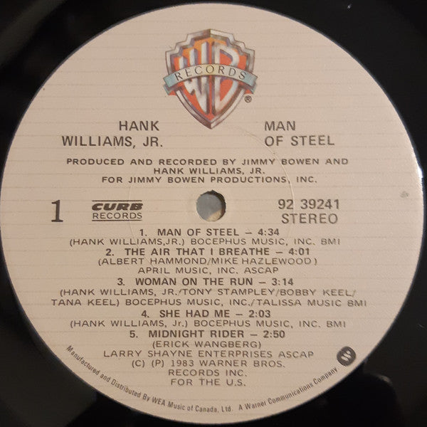 Hank Williams Jr – Man Of Steel - 1983 Original VinylPursuit.com