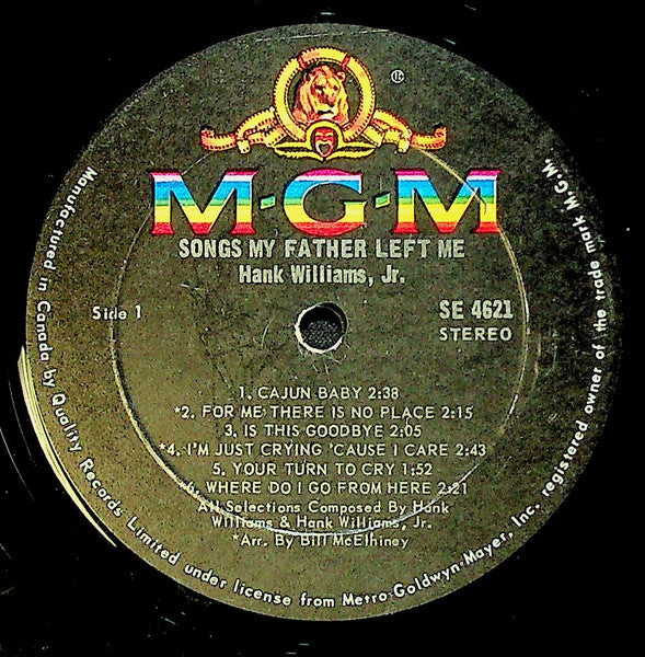 Hank Williams Jr – Songs My Father Left Me - 1969 Original, Bargain! VinylPursuit.com