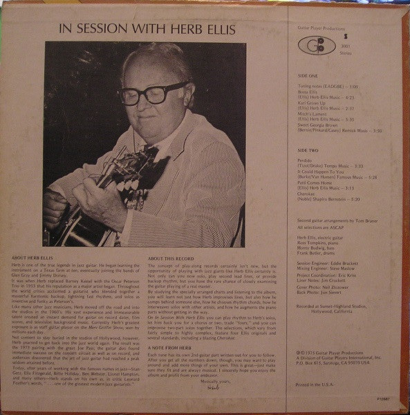 Herb Ellis – In Session With Herb Ellis - 1975 Original, Bargain! Vinyl Pursuit Inc