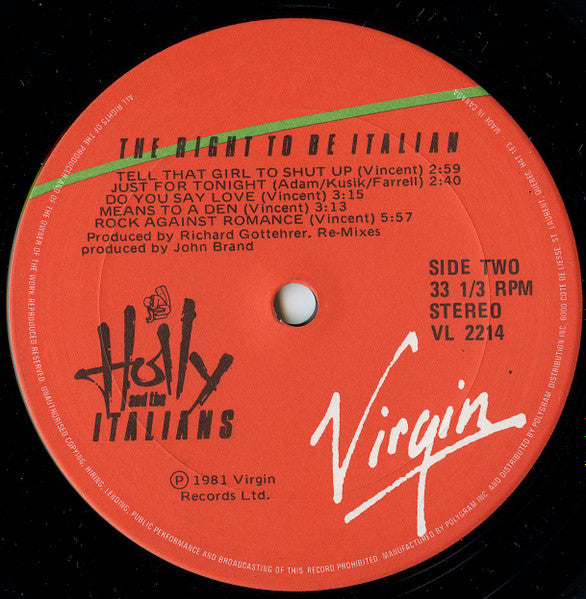 Holly And The Italians – The Right To Be Italian - 1981 Original!