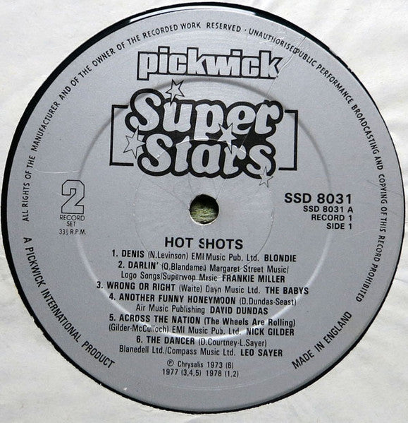 Various – Hot Shots - 1980 UK Original Vinyl Pursuit Inc