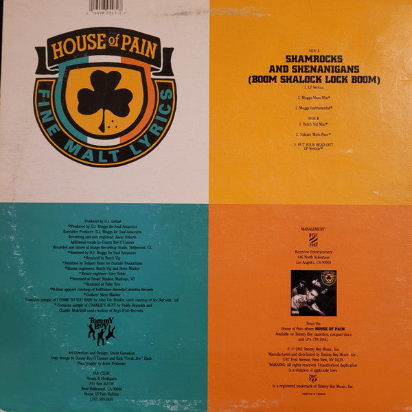 House Of Pain – Shamrocks And Shenanigans (Boom Shalock Lock Boom) - 1992 US Pressing