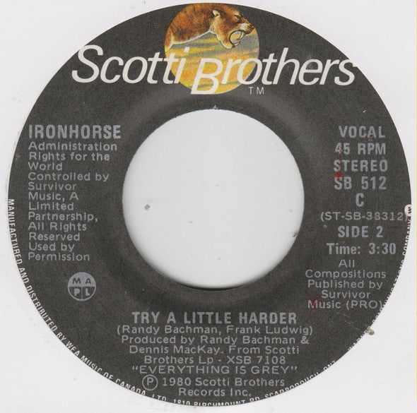 Ironhorse – What's Your Hurry Darlin' -  7" Single - 1980