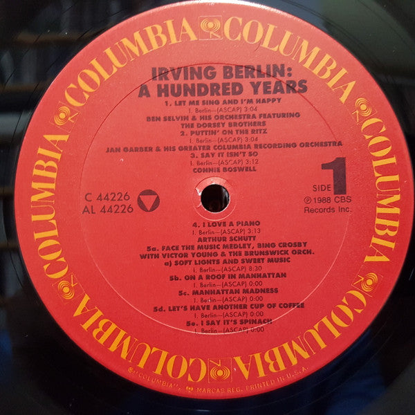 Irving Berlin: A Hundred Years - 1988 US Mono Compilation Vinyl Pursuit Inc