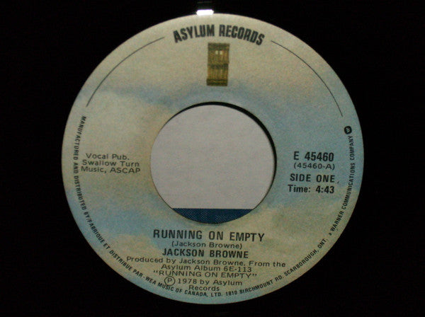 Jackson Browne – Running On Empty / Nothing But Time -  7" Single - 1978
