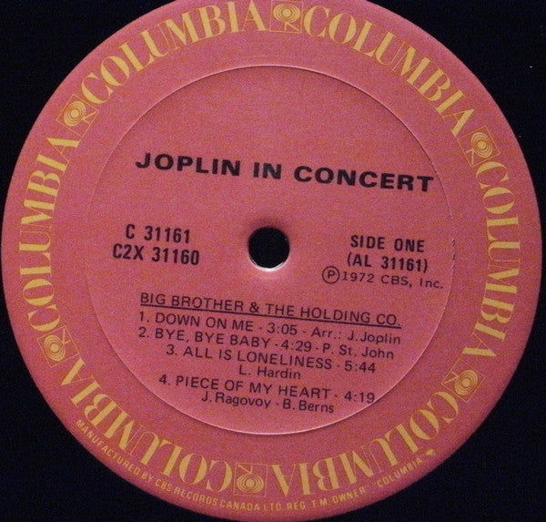 Janis Joplin ‎– Joplin in Concert - Early Pressing VinylPursuit.com
