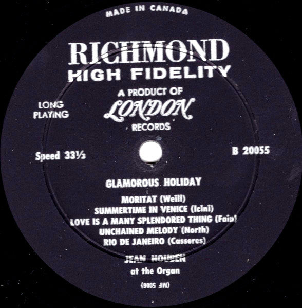 Jean Houben ‎– Glamorous Holiday - 1960 MONO Original!