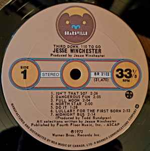 Jesse Winchester ‎– Third Down, 110 To Go - 1972 Original!