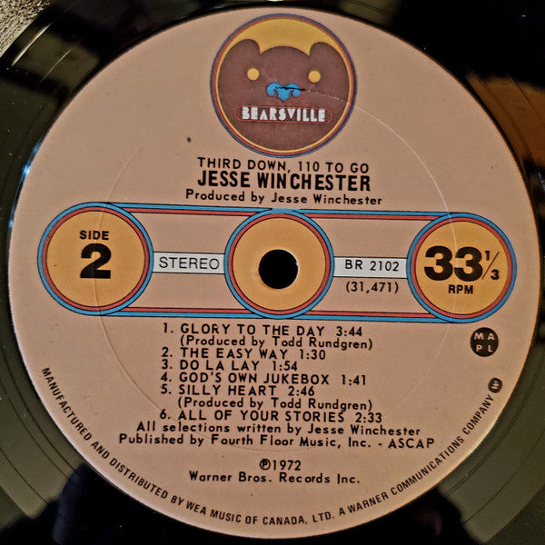 Jesse Winchester ‎– Third Down, 110 To Go - 1972 Original!