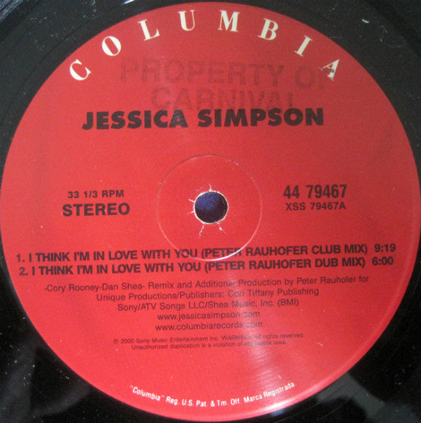Jessica Simpson – I Think I'm In Love With You - 2000 US Pressing!