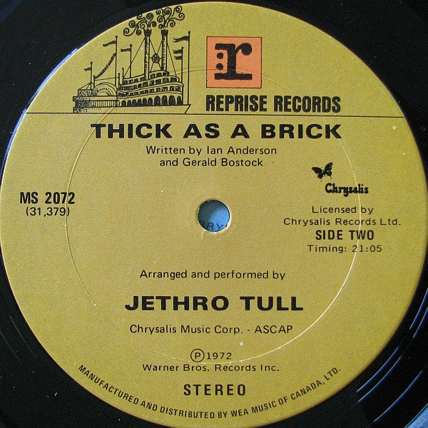 Jethro Tull ‎– Thick As A Brick - With Newspaper