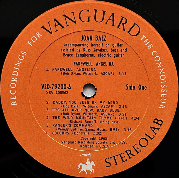 Joan Baez – Farewell, Angelina - 1965 US Original Vinyl Pursuit Inc