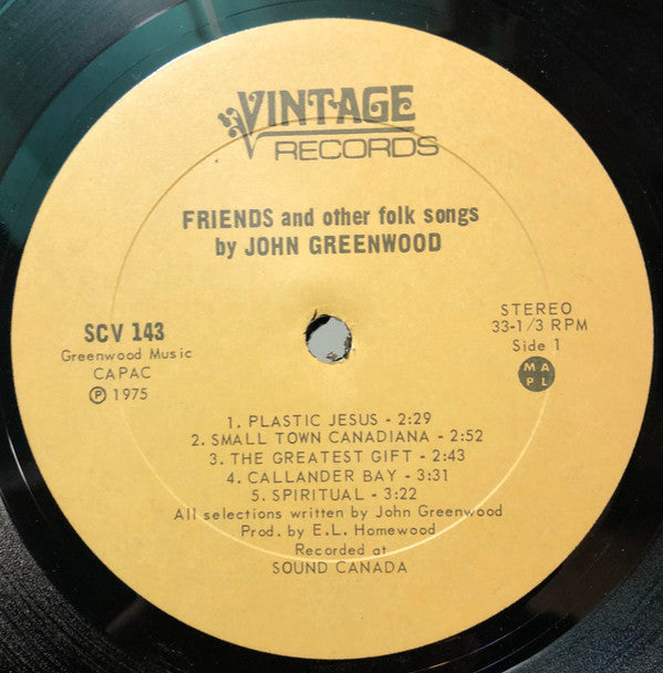 John Greenwood ‎– Friends - 1975 Original, Sealed! VinylPursuit.com