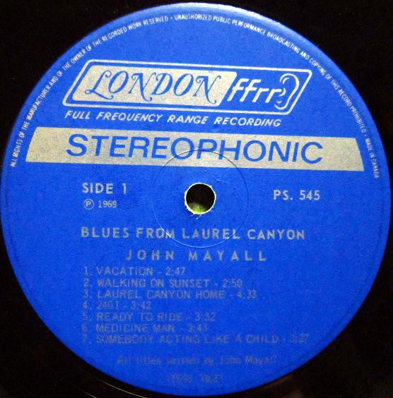Adopt a Classic Album for $1 - John Mayall – Blues From Laurel Canyon - 1969 Original!