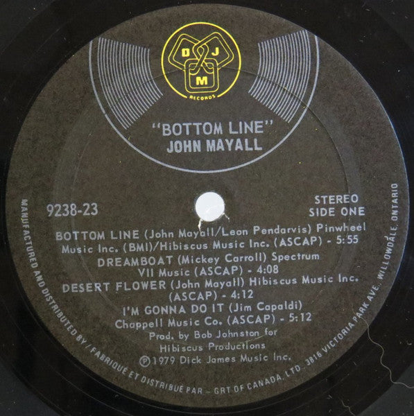 John Mayall – Bottom Line ‎–  1979 Original VinylPursuit.com