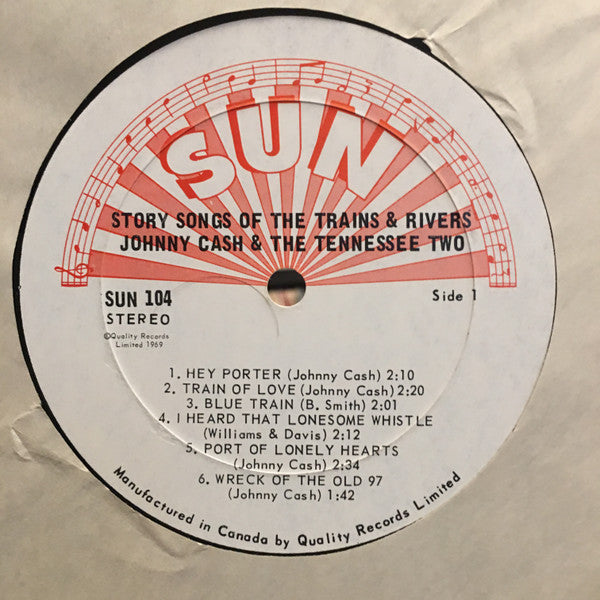 Johnny Cash & The Tennessee Two – Story Songs Of The Trains And Rivers - 1969 Sun Original Vinyl Pursuit Inc