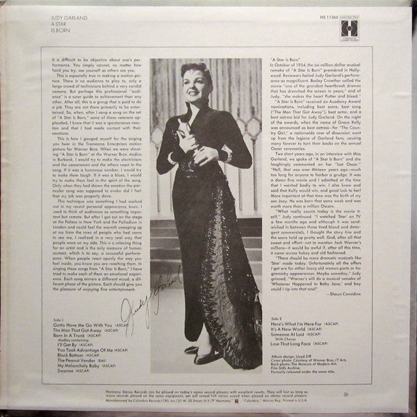 Judy Garland – A Star Is Born - 1969 US Original in Shrinkwrap Vinyl Pursuit Inc